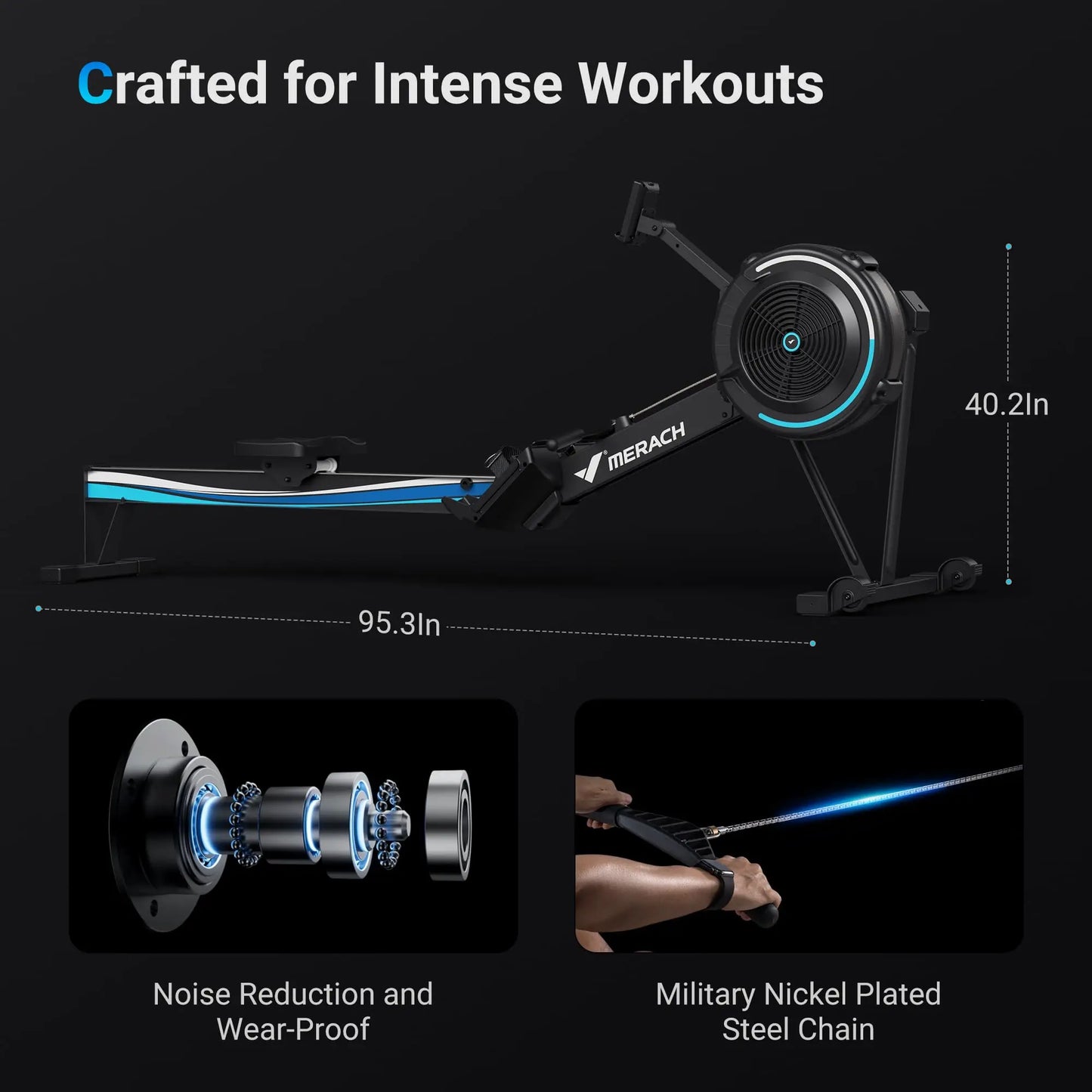 Merach Rowing Machine R11B2 Adjustable Air Resistance Home