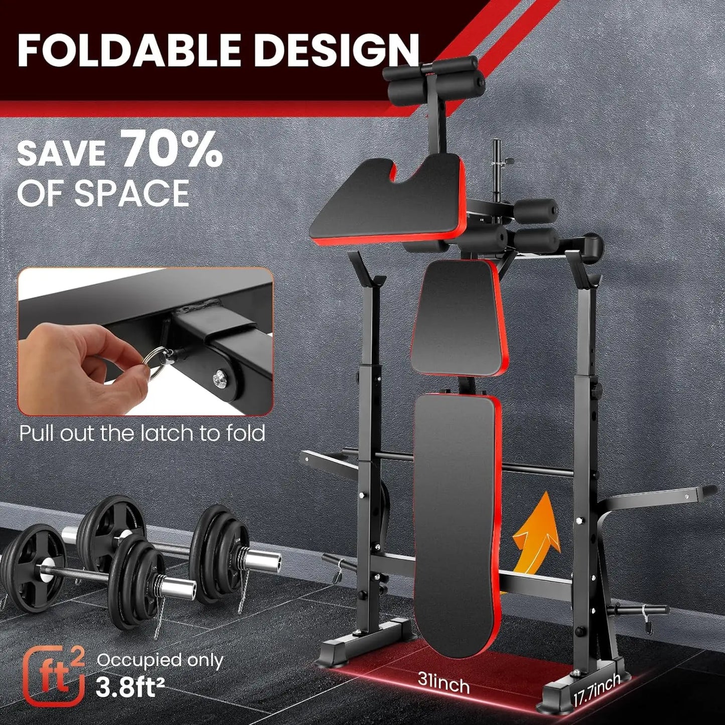 6 In 1 Weight Bench Set With Squat Rack And Barbell Rack - Arthur's Wellness Emporium