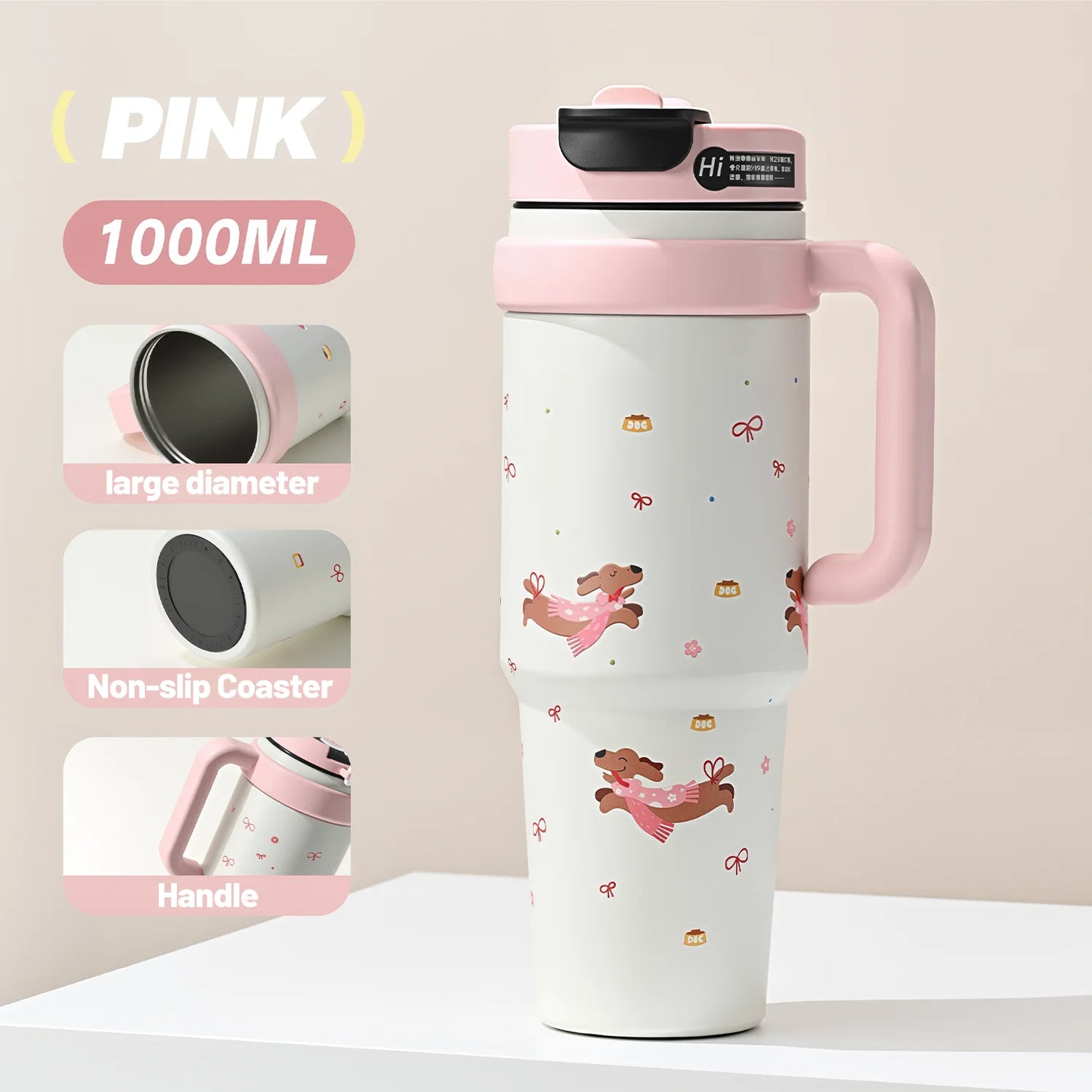 32oz Insulated Tumbler With Handle and Lid for Travel