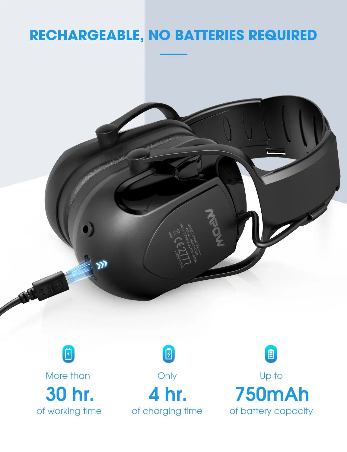 MPOW Bluetooth Noise Reduction Ear Muffs Hearing Protection