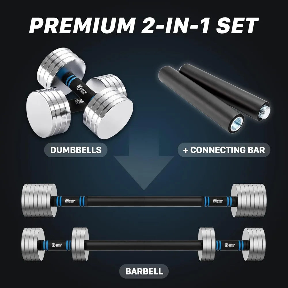 Adjustable 40LB 60LB Dumbbell Barbell Set for Home Gym