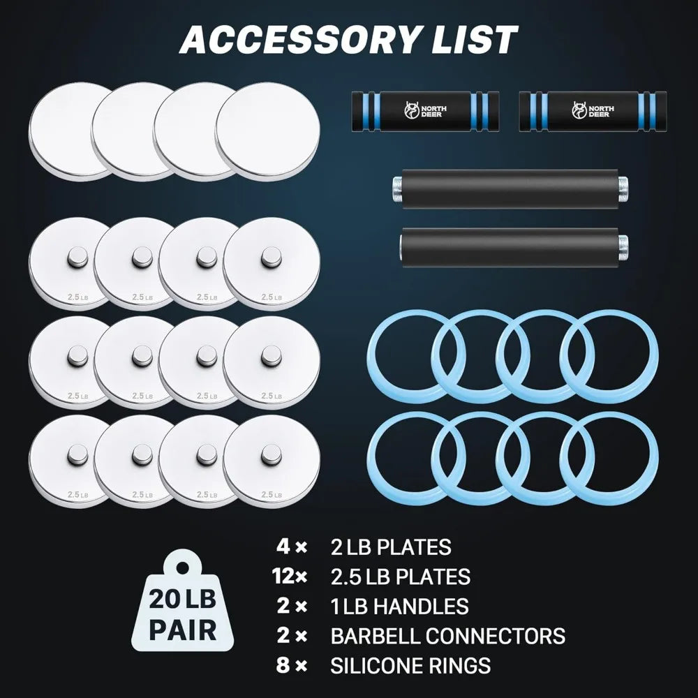 Adjustable 40LB 60LB Dumbbell Barbell Set for Home Gym