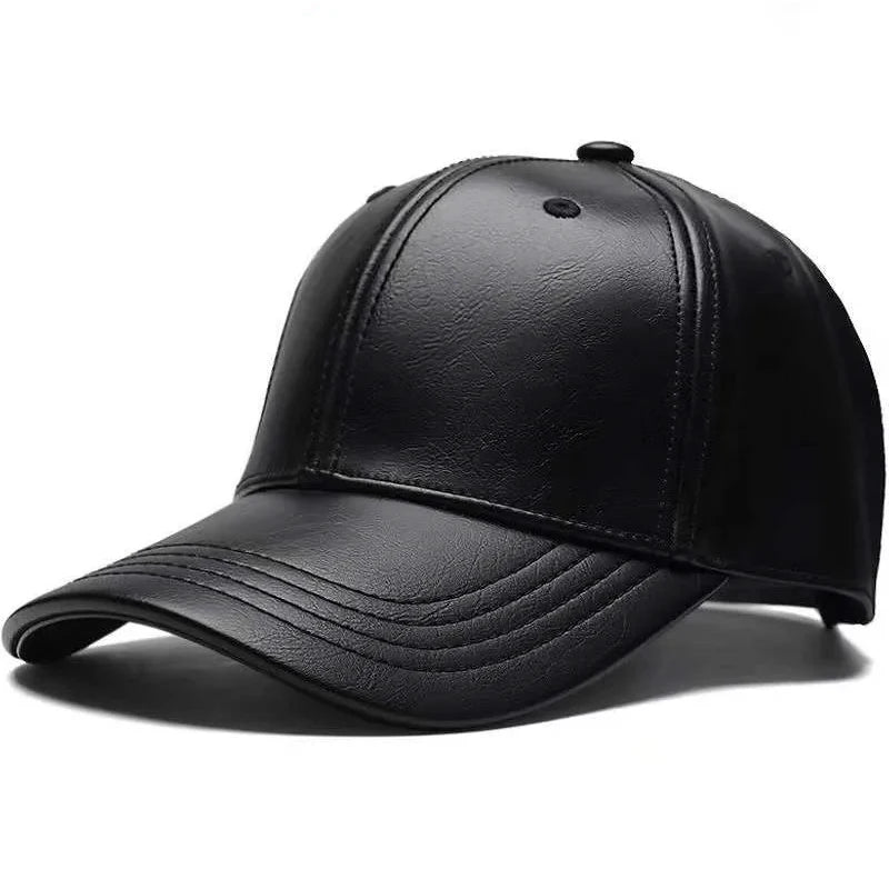 Unisex PU Leather Baseball Cap Adjustable Sunscreen - Arthur's Wellness Emporium