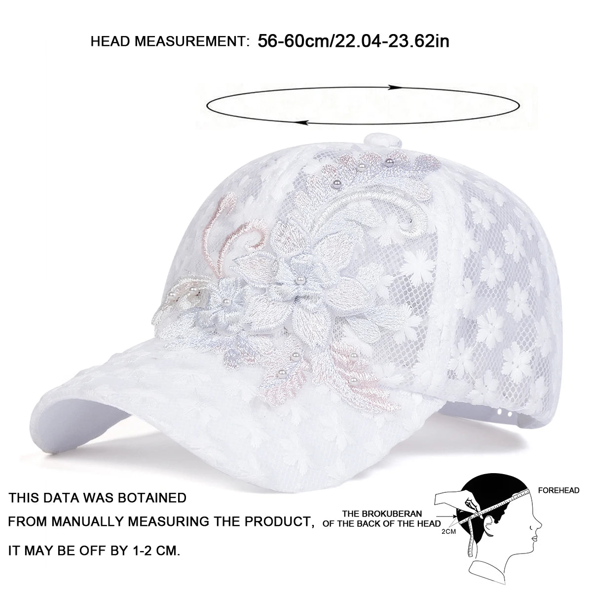 Unisex Lace Flower Baseball Cap Adjustable Sunscreen - Arthur's Wellness Emporium