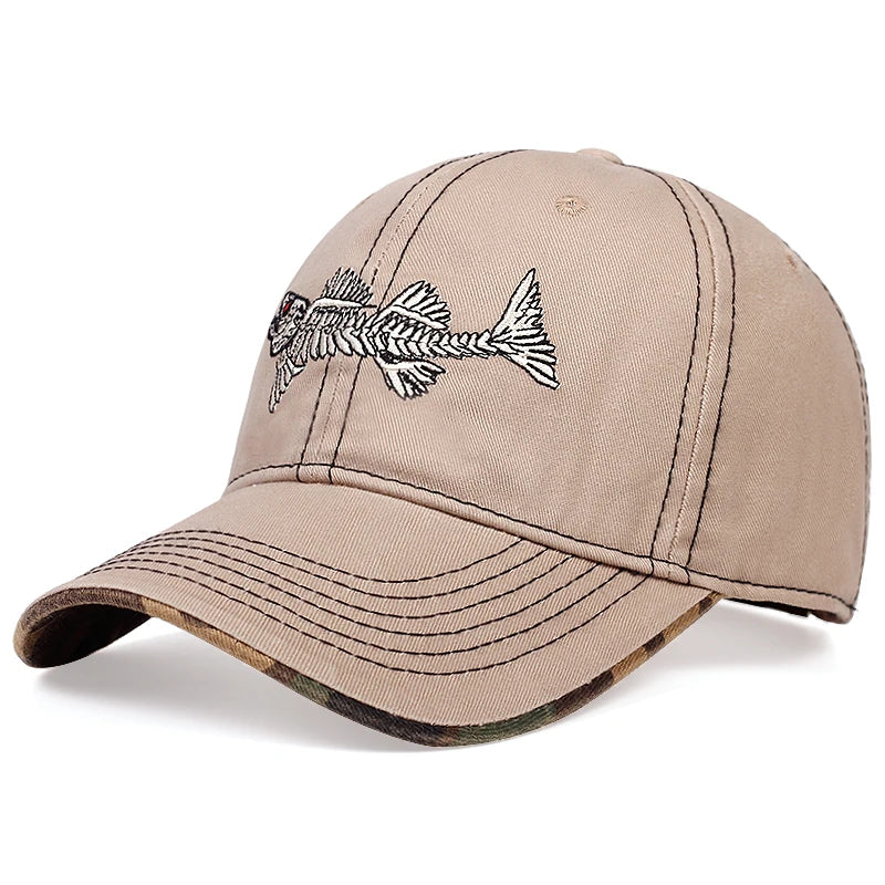 Unisex Fishbone Embroidered Baseball Cap for All Seasons