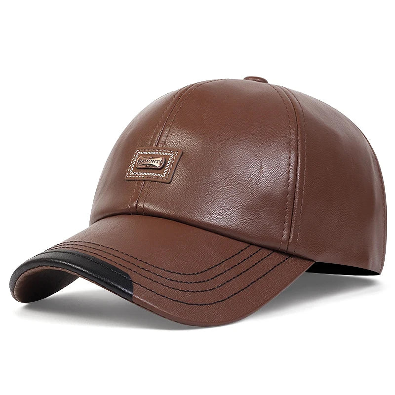 Unisex PU Leather Letter Patch Baseball Cap Adjustable - Arthur's Wellness Emporium