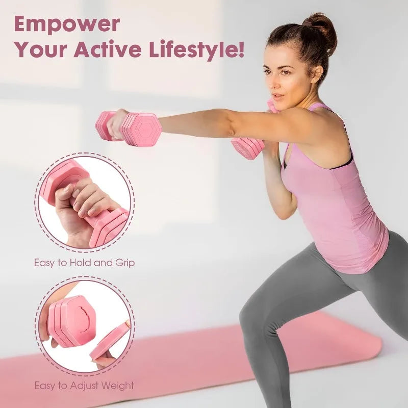 Adjustable Dumbbell Set for Women 4 in 1 Free Weights