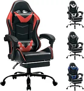 Racing Style Gaming Chair with RGB Lights and Lumbar Support