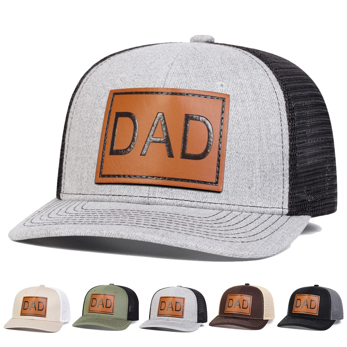 Unisex Dad Leather Patch Mesh Baseball Cap Adjustable - Arthur's Wellness Emporium