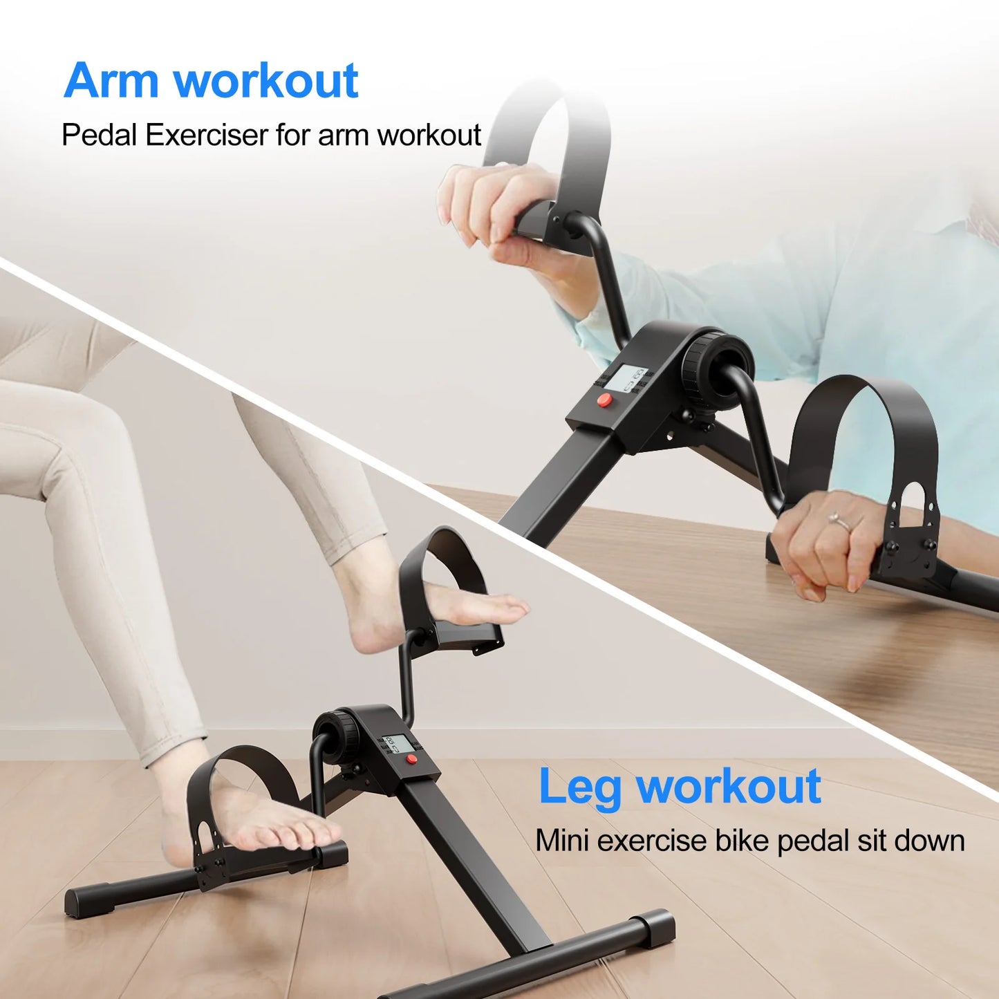Under Desk Bike Pedal Mini Exerciser With Display Console