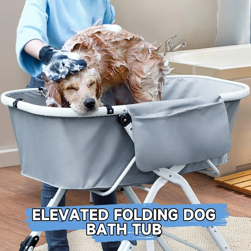 NONE Foldable Elevated Dog Bath Tub For Grooming Station Adjustable - Arthur's Wellness Emporium