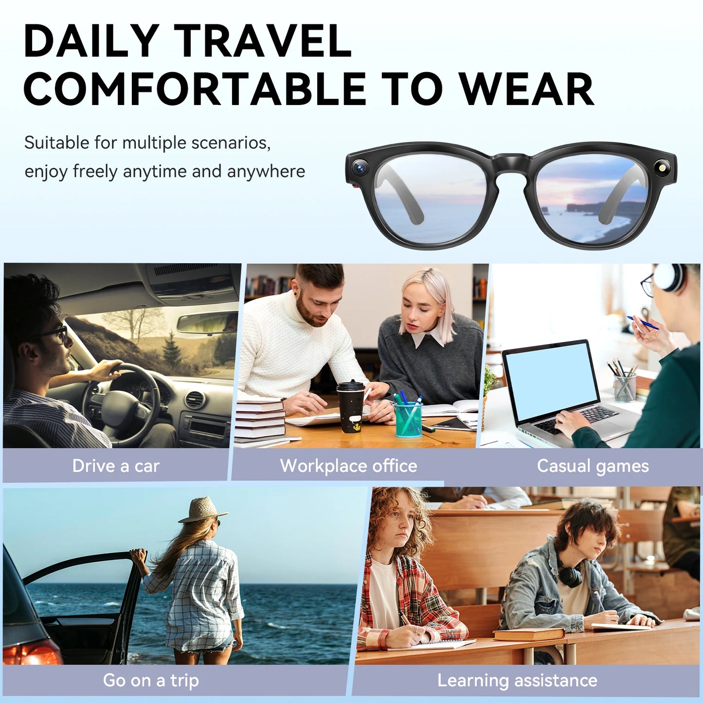 EIGIIS AI Smart Glasses Bluetooth Calling With AI Voice Translate - Arthur's Wellness Emporium