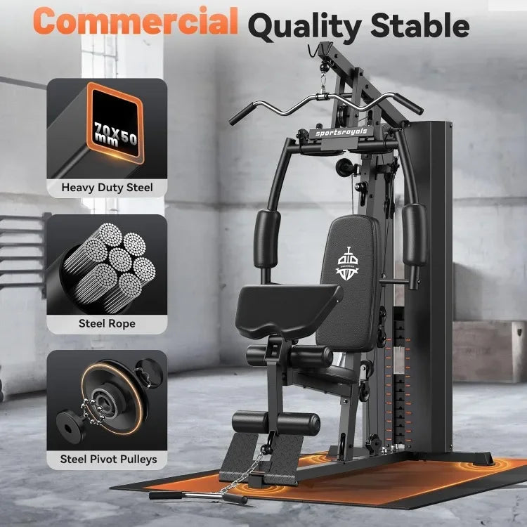 Multifunctional Home Gym Equipment with 154LBS Weight Stack