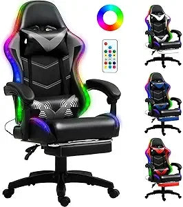 Racing Style Gaming Chair with RGB Lights and Lumbar Support