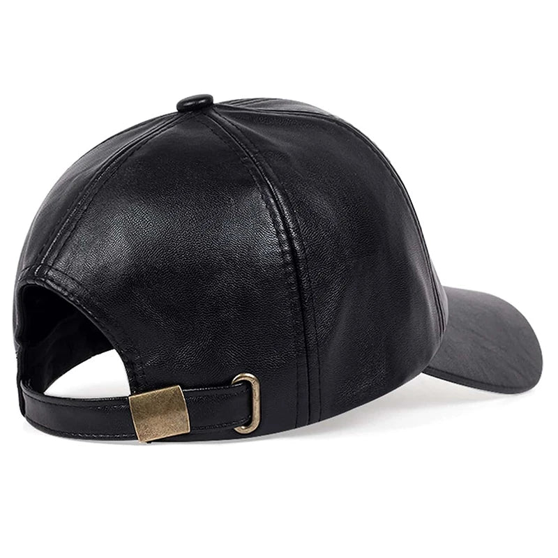Unisex PU Leather Letter Print Baseball Cap for All Seasons