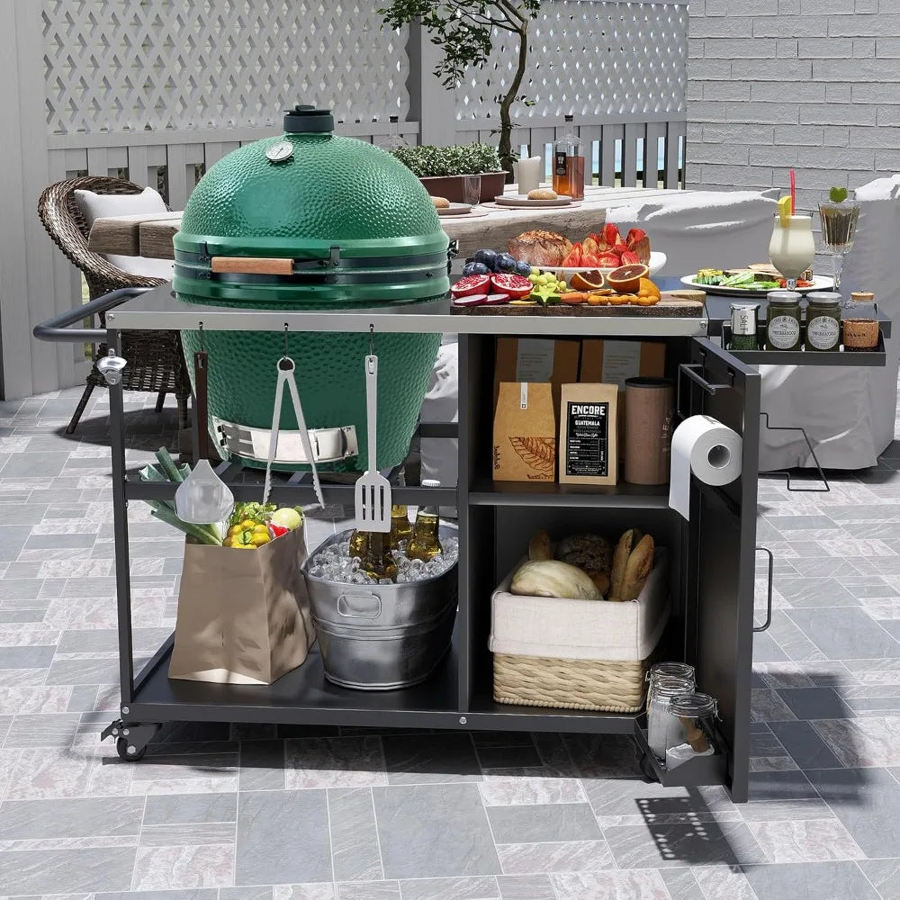 DAFIFY Universal Grill Table For Big Green Egg Cart With Wheels - Arthur's Wellness Emporium