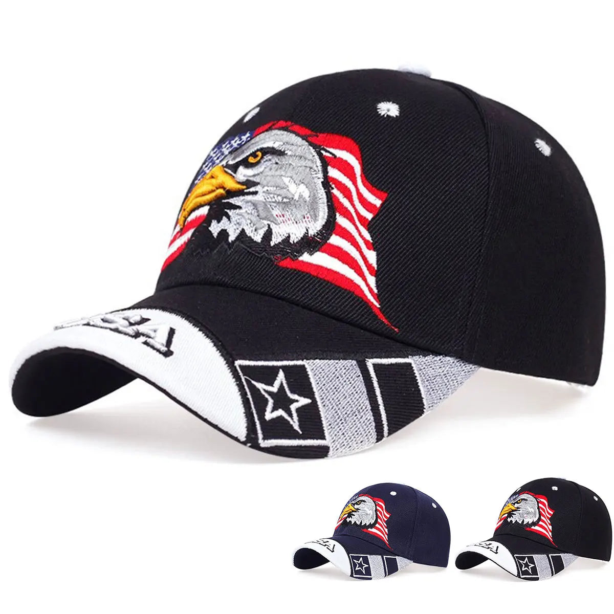 Unisex USA Flag Eagle Embroidery Baseball Cap for All Seasons