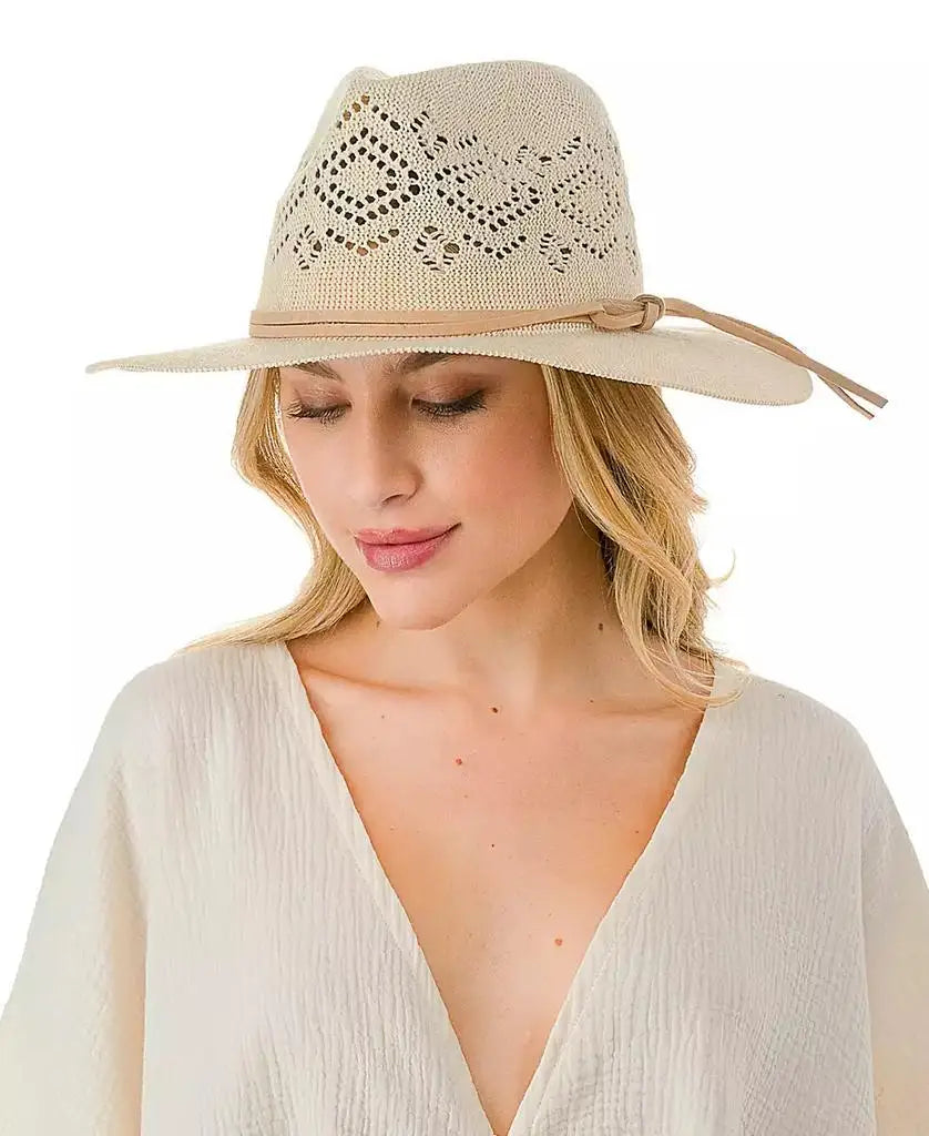 Marcus Adler Packable Panama Hat Faux Trim Unisex Beach - Arthur's Wellness Emporium