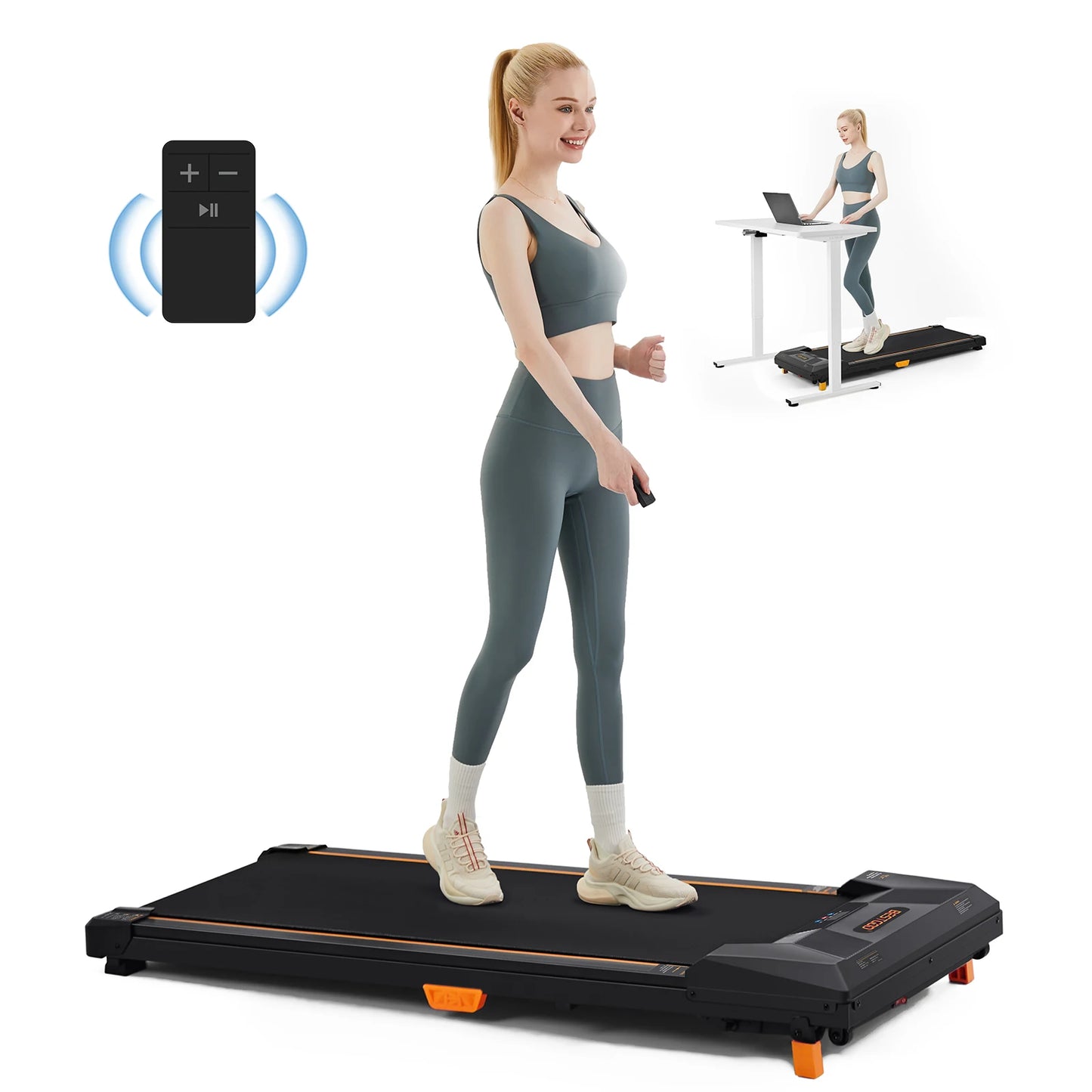 Compact Incline Under Desk Treadmill 330lbs Capacity