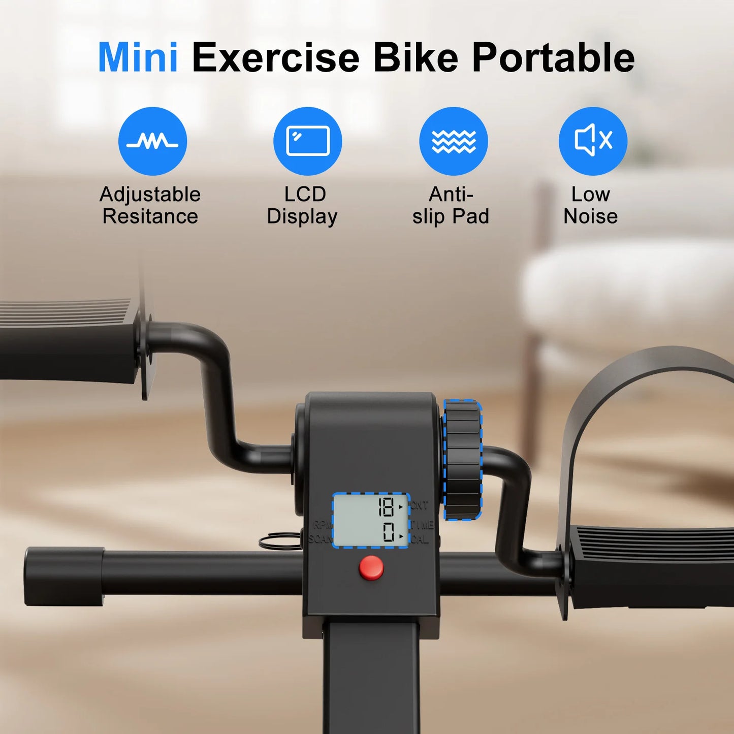 Under Desk Bike Pedal Mini Exerciser With Display Console