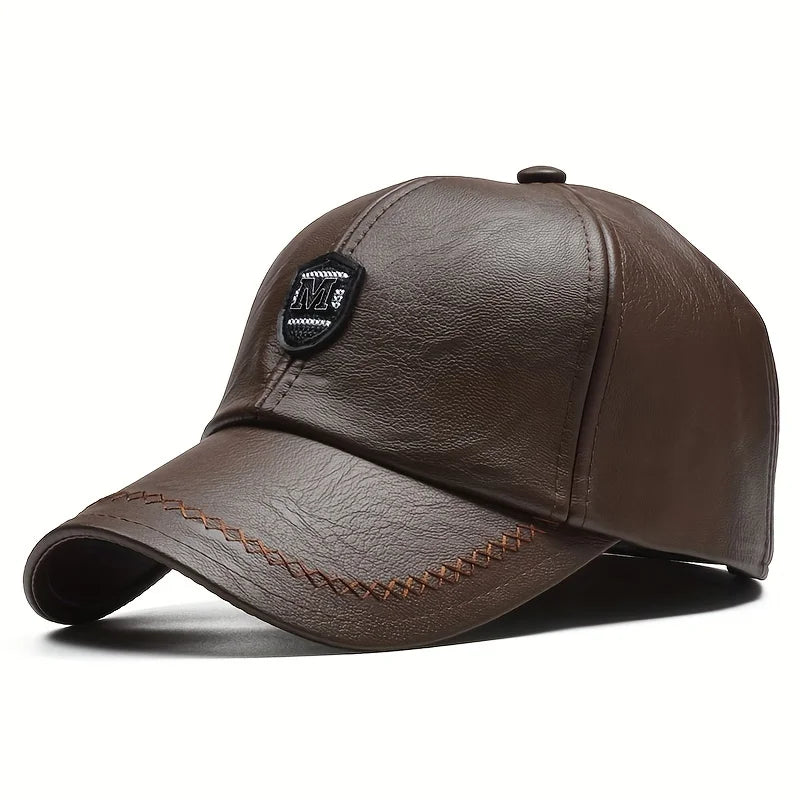 Unisex PU Leather Baseball Cap Adjustable Outdoor Hat