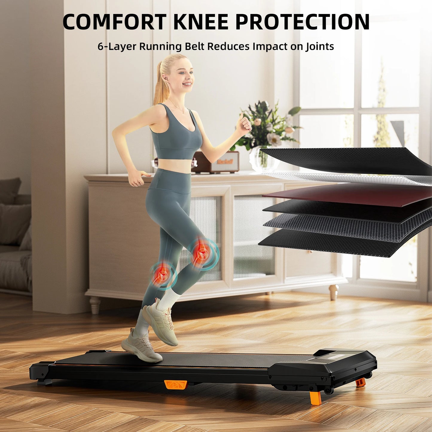 Compact Incline Under Desk Treadmill 330lbs Capacity