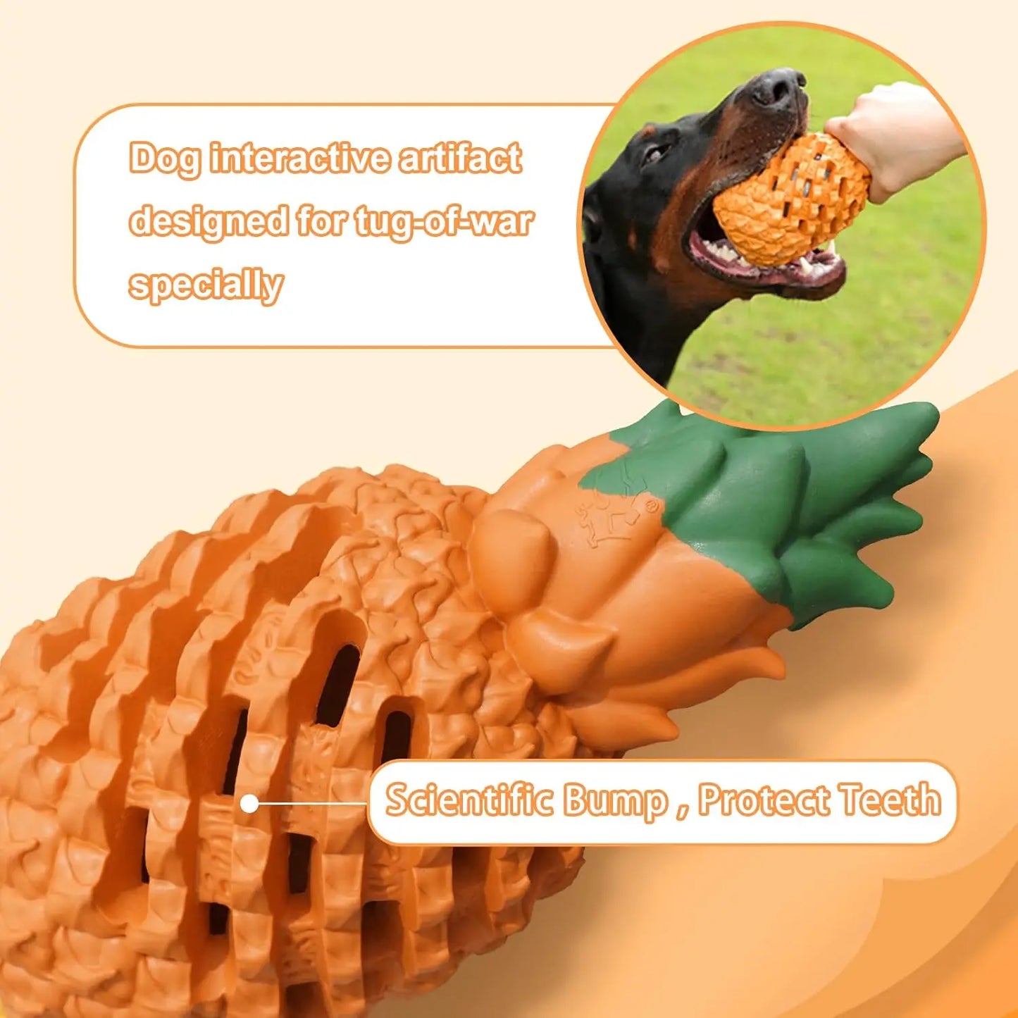 Indestructible Pineapple Dog Chew Toy For Aggressive Chewers Natural Rubber