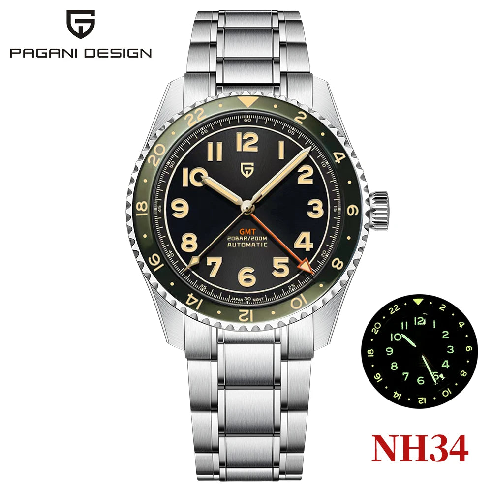 Pagani Design NH34 GMT Automatic Stainless Steel Mens Watch