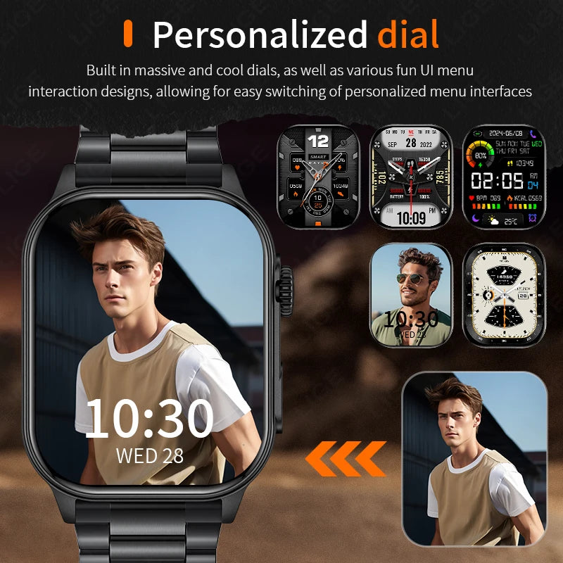 LIGE Smart Watch LED Flashlight Military Sport Waterproof
