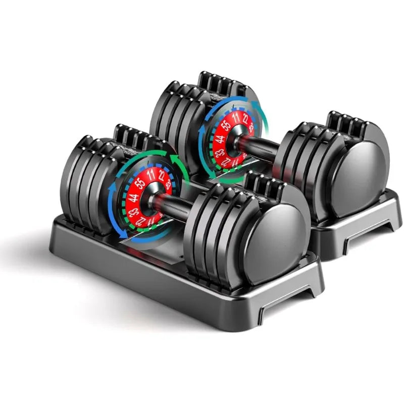 Adjustable Dumbbells Set 25 55 Lbs With Anti Slip Handle