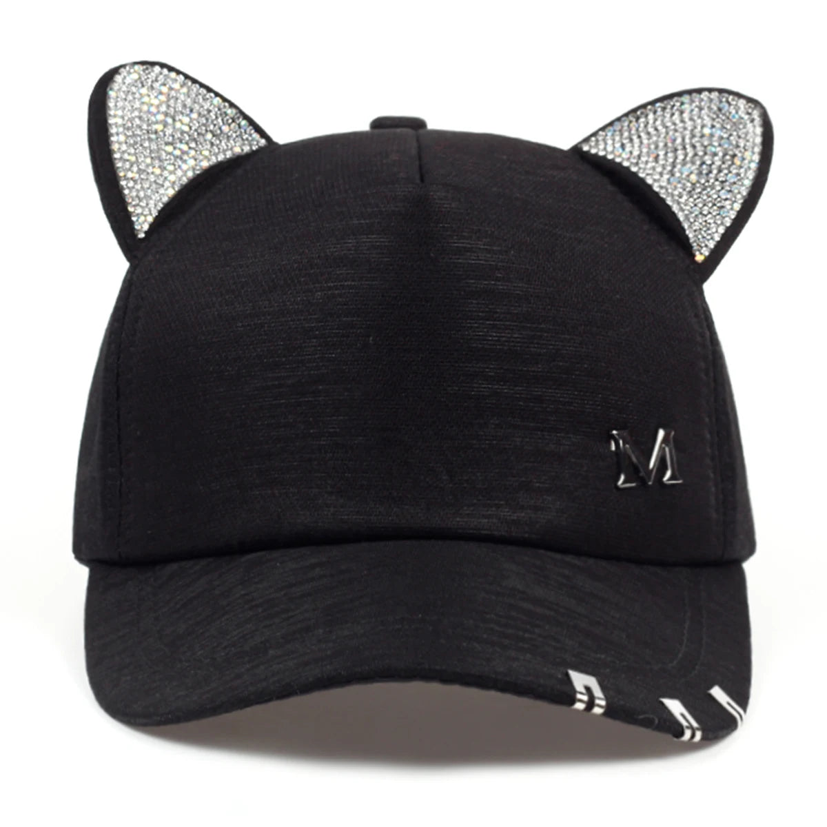Unisex Cat Ear Studded Baseball Cap Adjustable Sunscreen - Arthur's Wellness Emporium