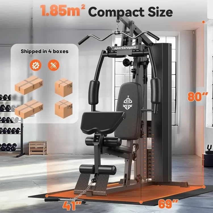 Multifunctional Home Gym Equipment with 154LBS Weight Stack
