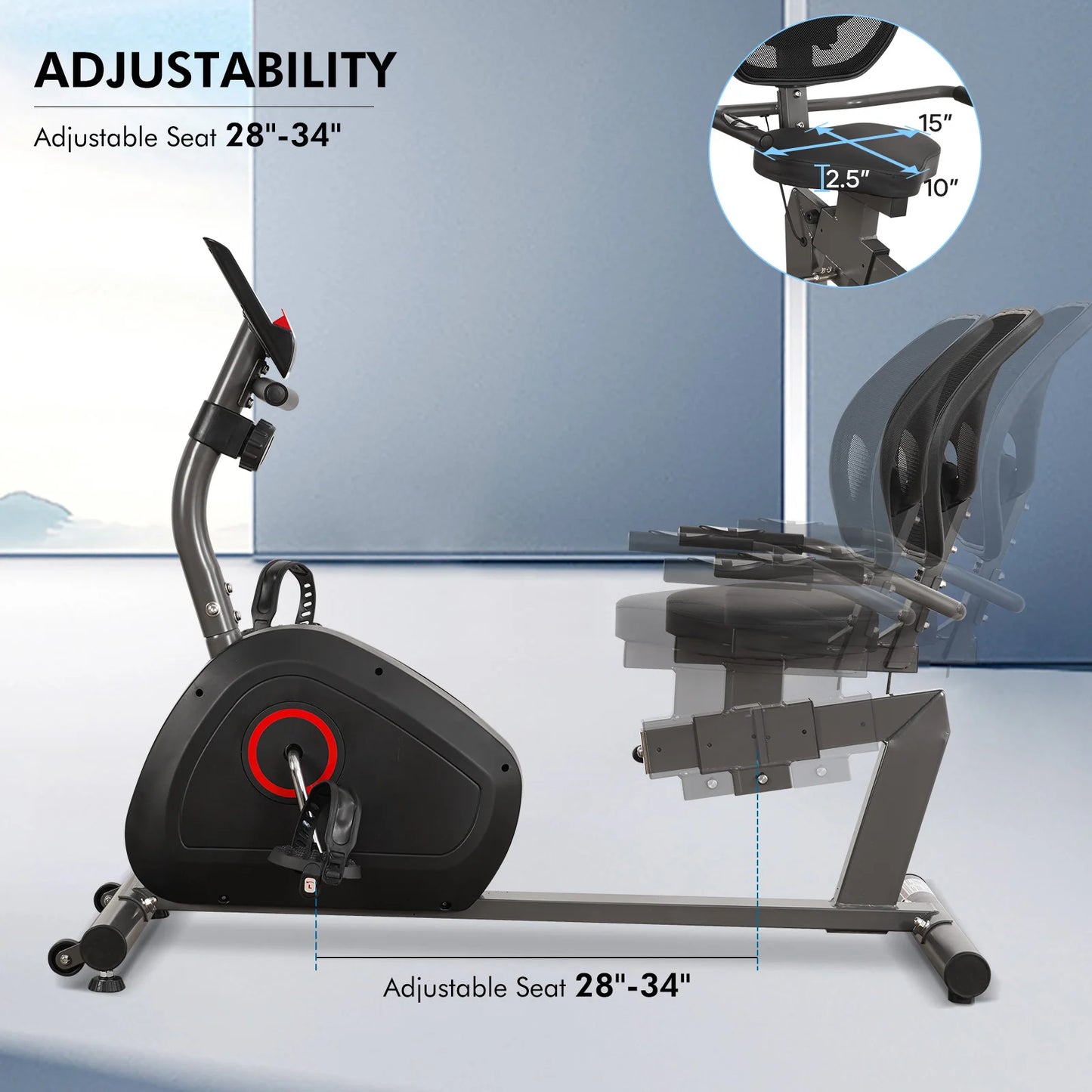 Recumbent Exercise Bike For Home Quiet 8 Levels Large Seat