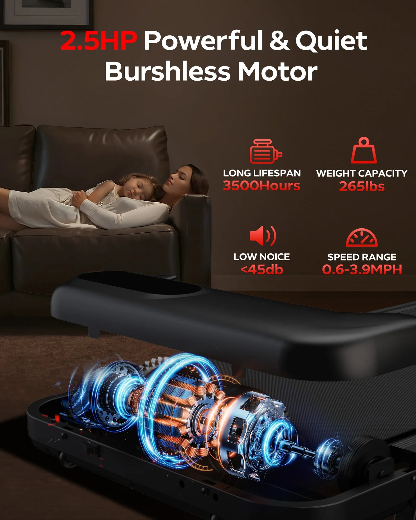 Cursor Fitness Under-Desk Treadmill 2.5 HP Incline With App