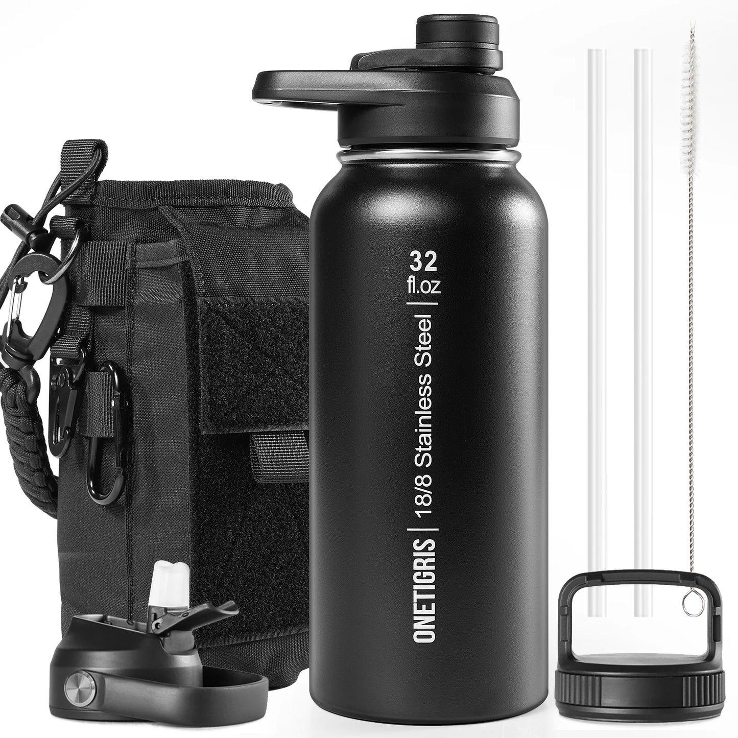 OneTigris Insulated Water Bottle With Straw For Travel And Hiking