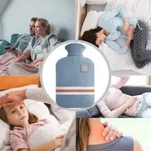 Durable Hot Water Bottle with Knitted Cover for Pain Relief