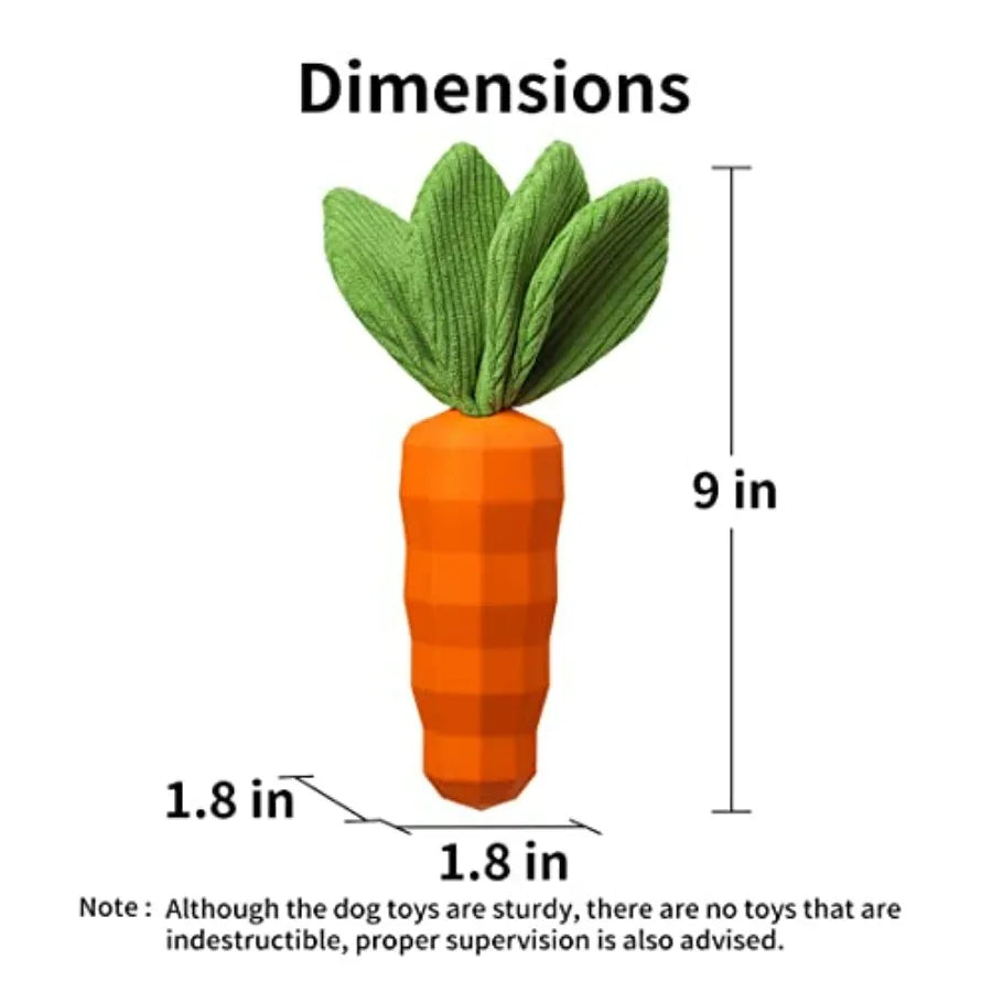 Durable Rubber Carrot Squeaky Dog Toy for Aggressive Chewers