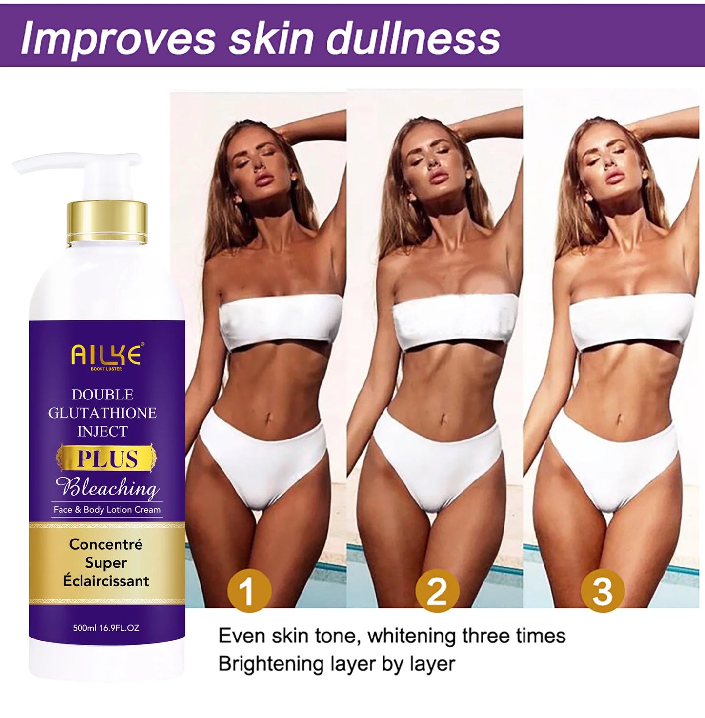 AILKE Glutathione Body Lotion for Even Skin Tone
