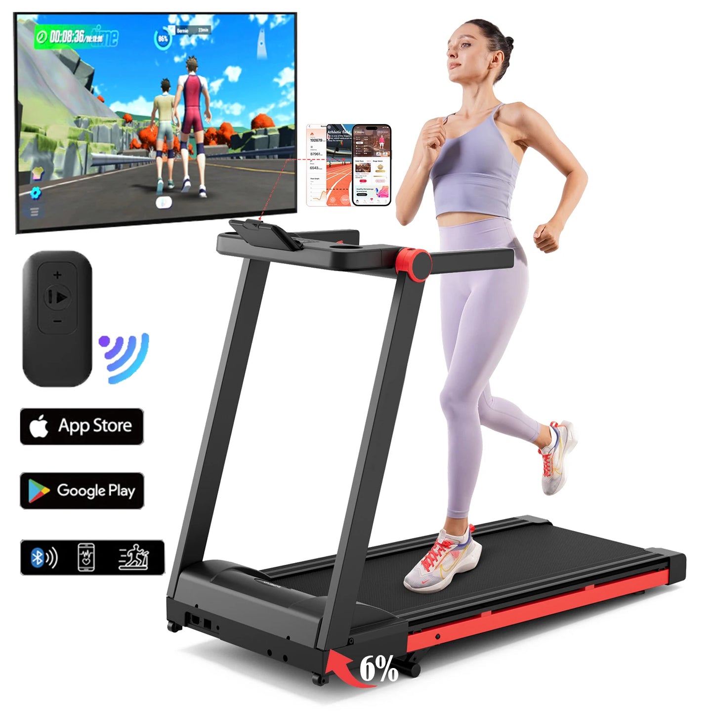 Superun 3.5HP Foldable Incline Treadmill With App Monitoring - Arthur's Wellness Emporium