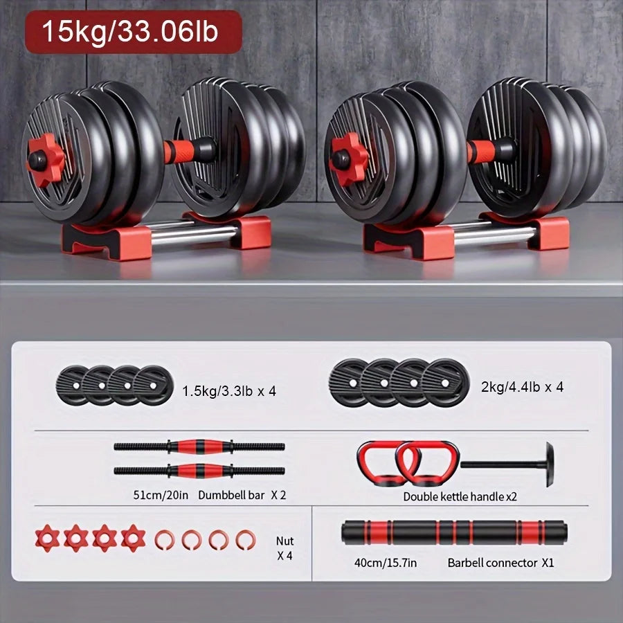 KBQ 4-In-1 Adjustable Dumbbell Set With Push-Up Mode