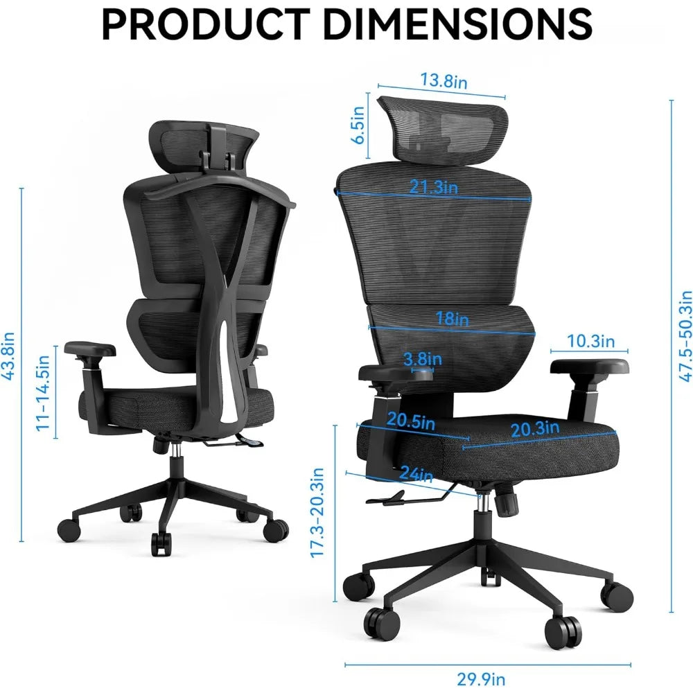 Ergonomic Office Chair with Adjustable Headrest and Armrests
