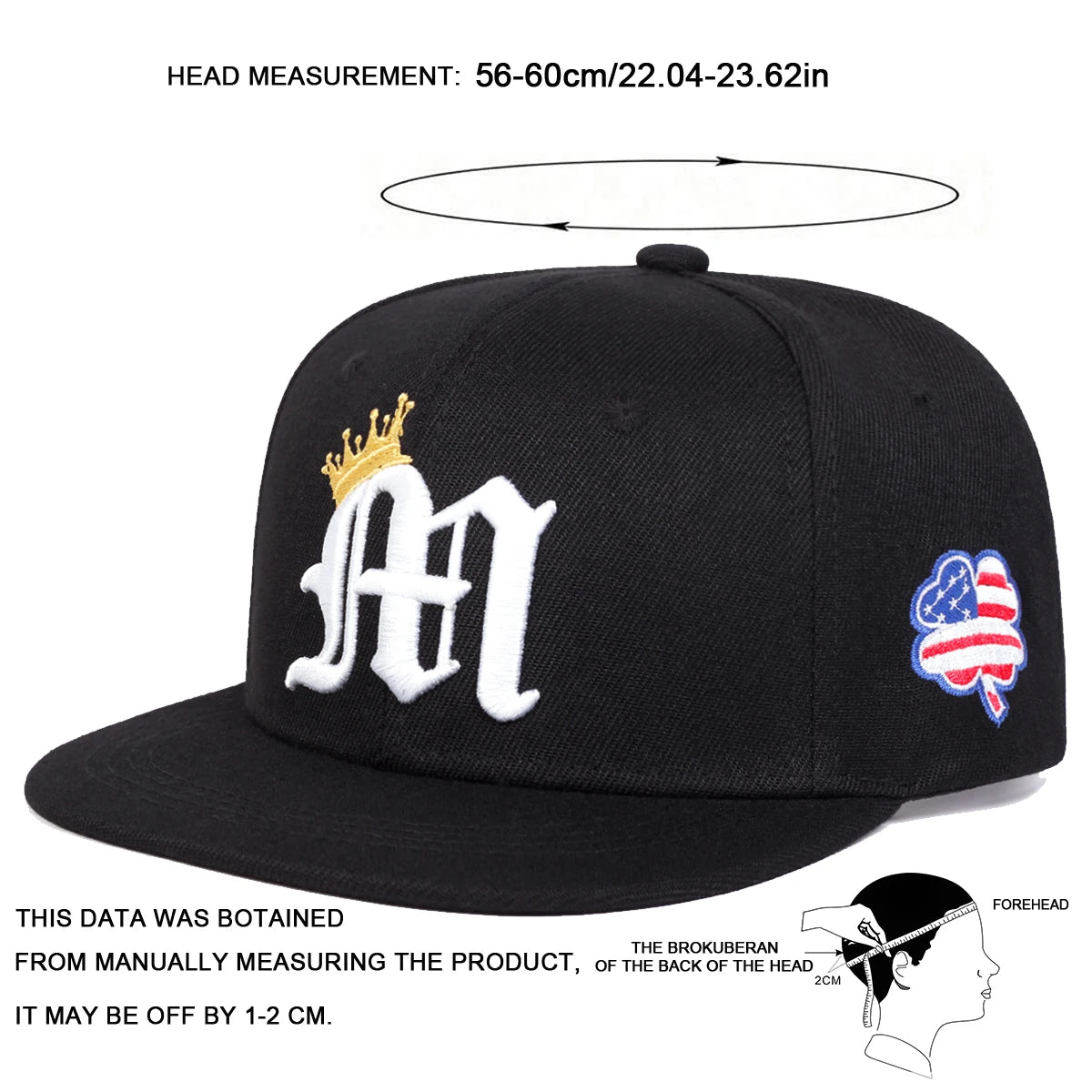 Zhejiang Unisex Letter M Crown Embroidered Hip Hop Cap Adjustable Polyester