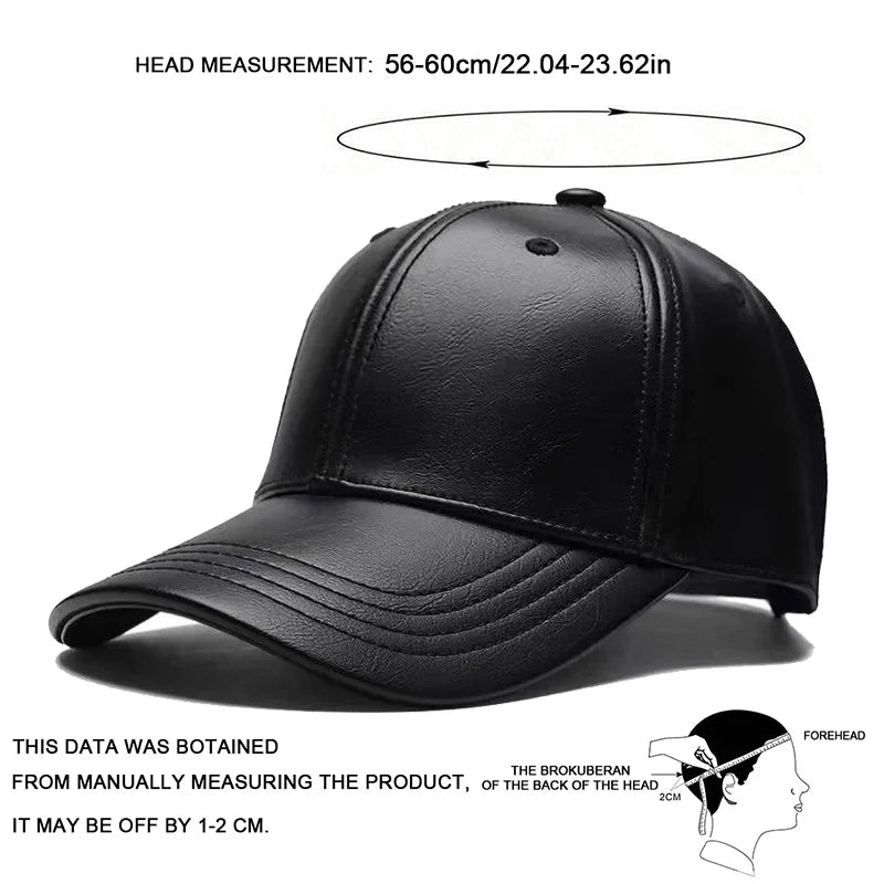 Unisex PU Leather Baseball Cap Adjustable Sunscreen - Arthur's Wellness Emporium