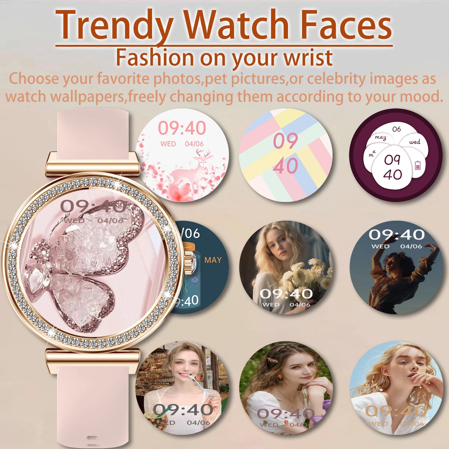 Women Smartwatch With Wireless Calls Touchscreen For IPhone