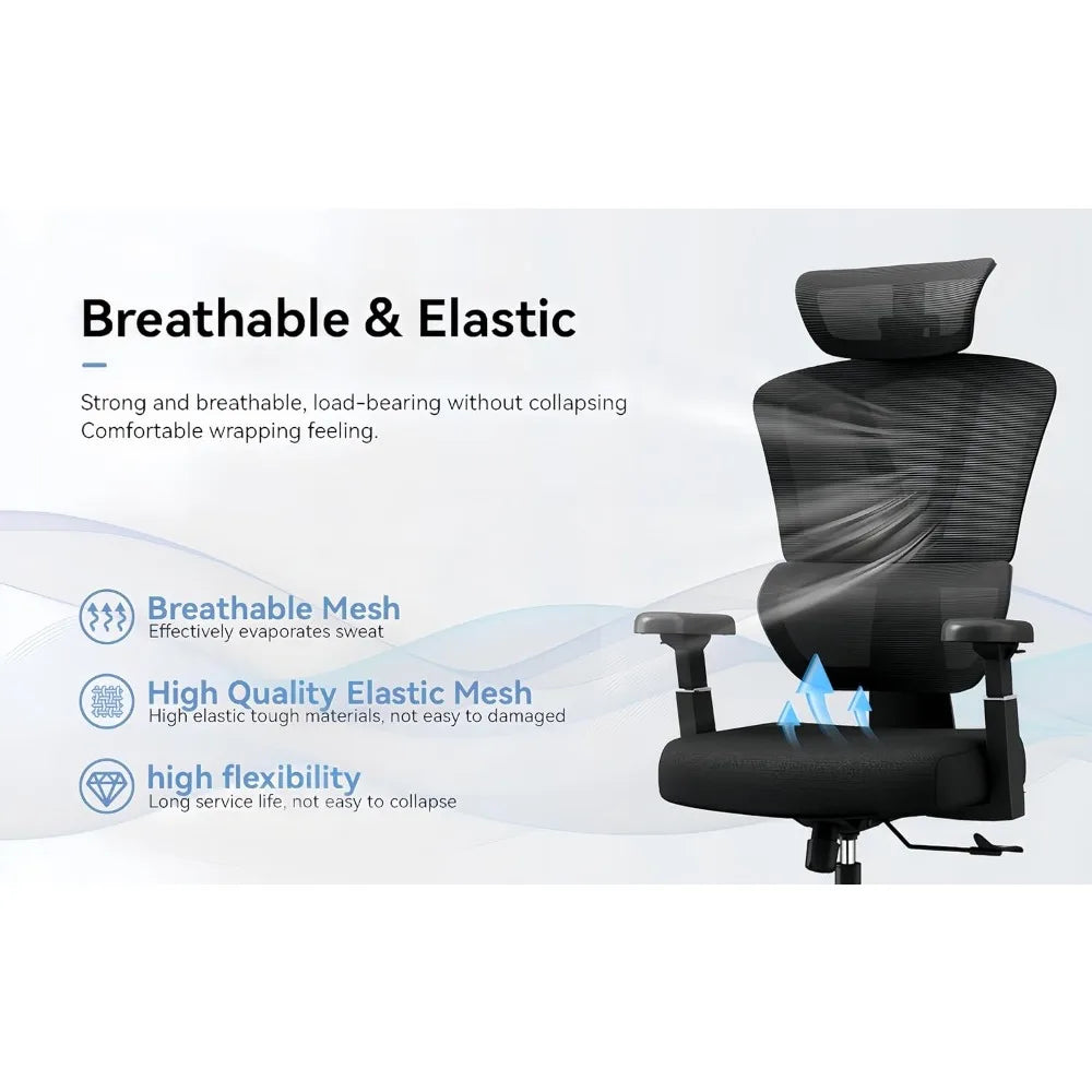 Ergonomic Office Chair with Adjustable Headrest and Armrests