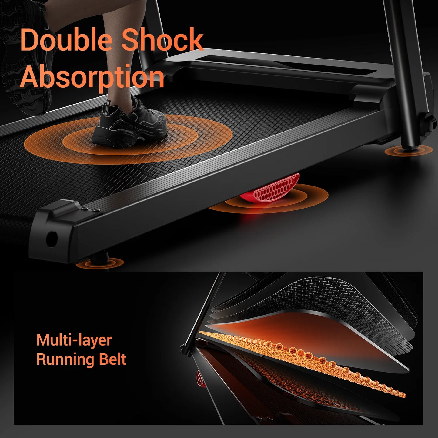 3.0HP Brushless Foldable Home Treadmill With HR Monitor