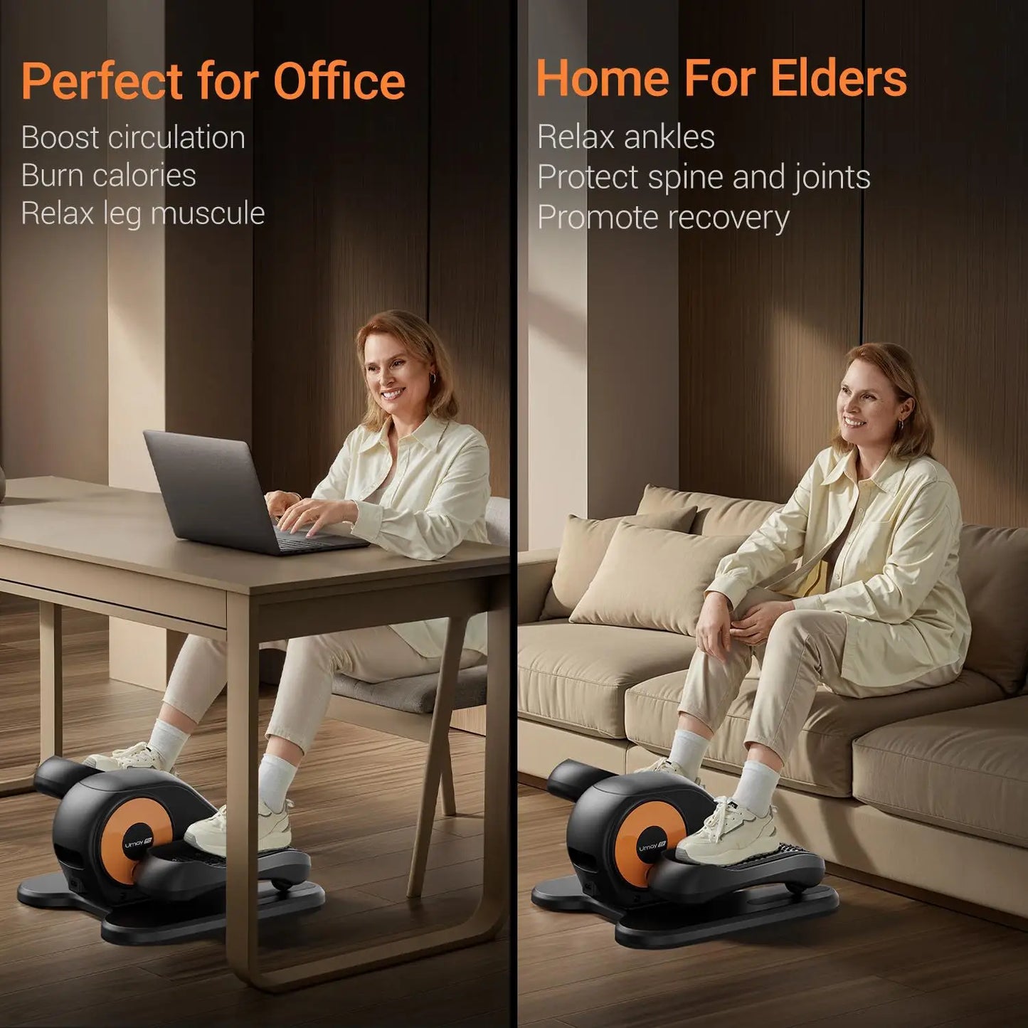 Quiet Portable Under Desk Elliptical For Seniors Exerciser