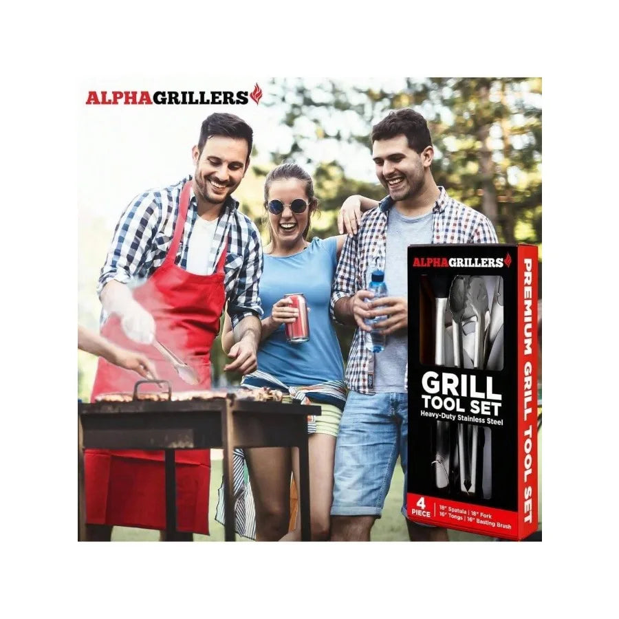 Grill Tools Set With Spatula Fork Tongs Brush BBQ Accessories