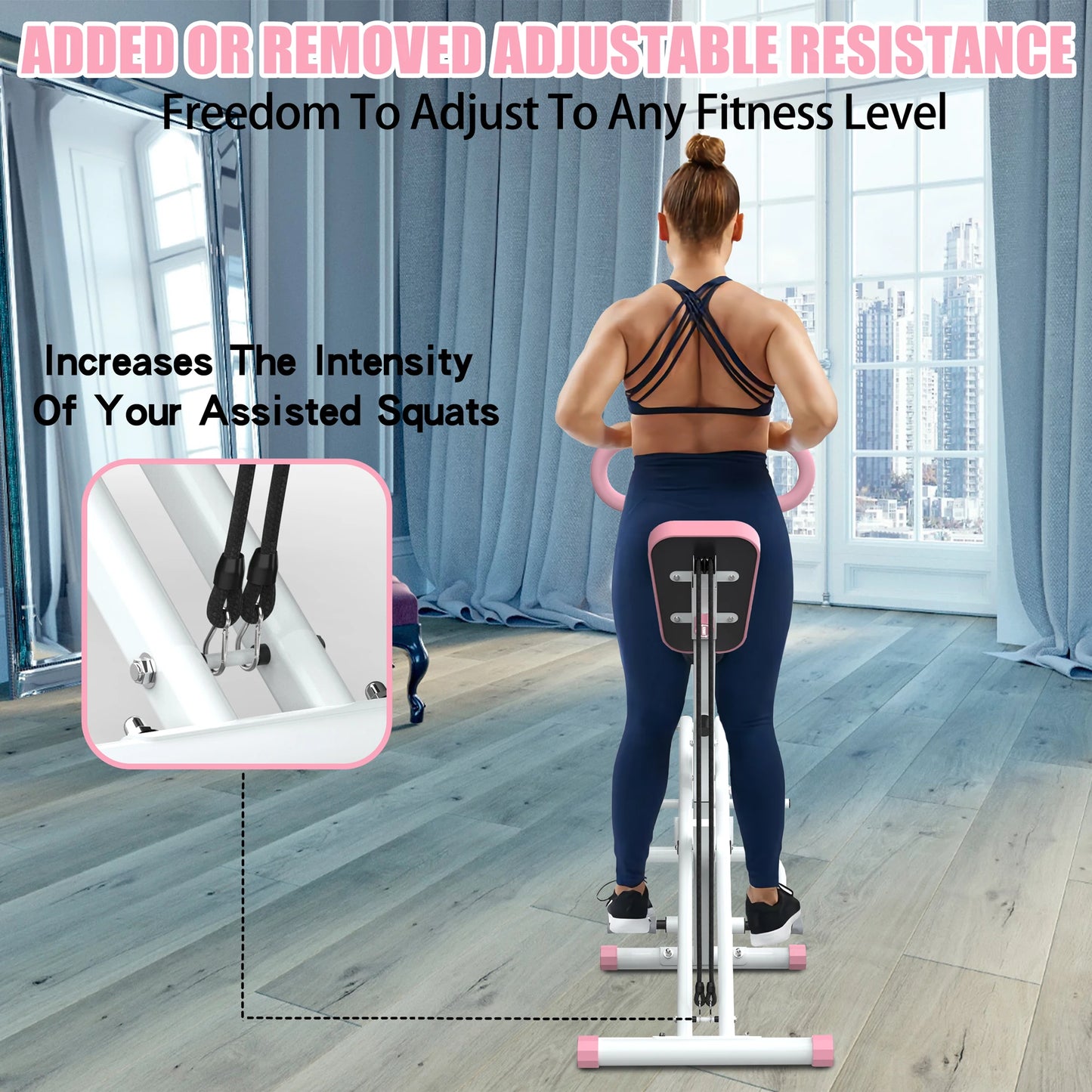 Foldable Squat Machine With Resistance Band For Glutes