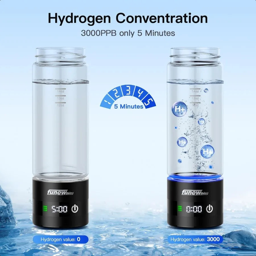 Hydrogen Water Bottle With LED Display Ionizer 3000ppb - Arthur's Wellness Emporium